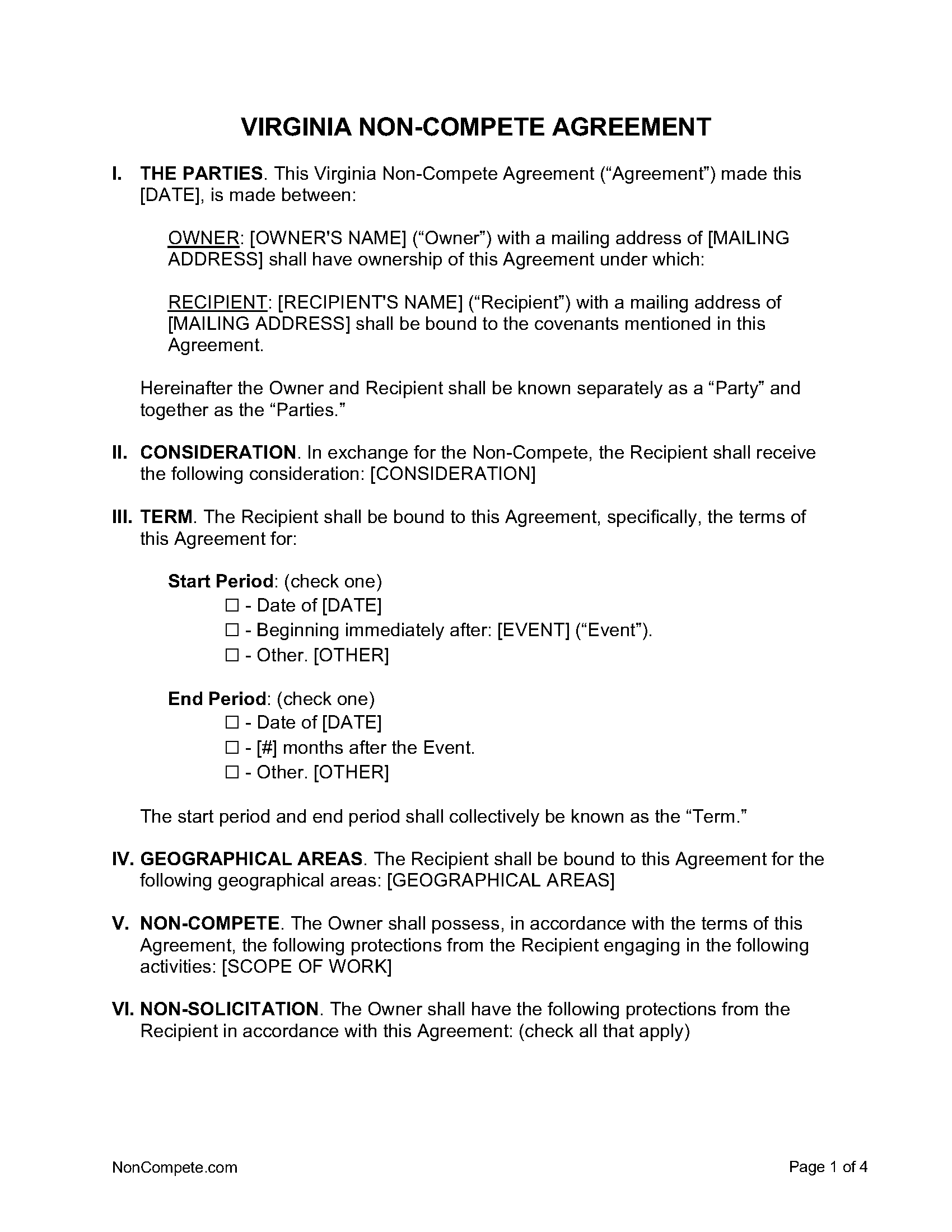 Free Virginia Non Compete Agreement Laws Enforceability PDF 